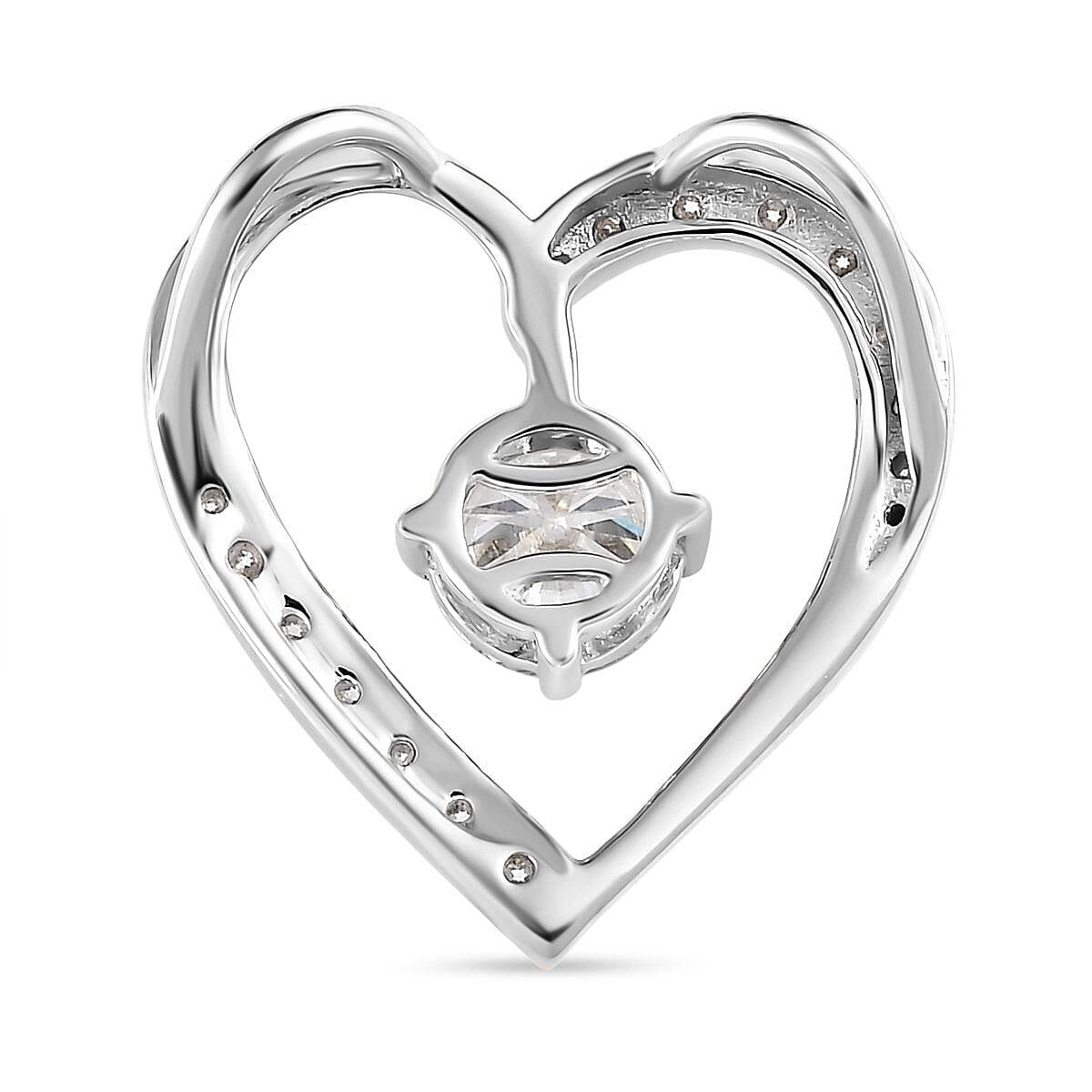 9K White Gold Moissanite Heart Pendant 1.01 Ct.
