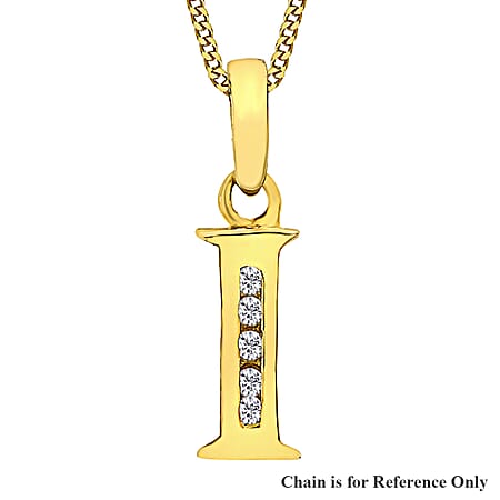 9K Yellow Gold Cubic Zirconia 4mm x 12mm I Initial Pendant