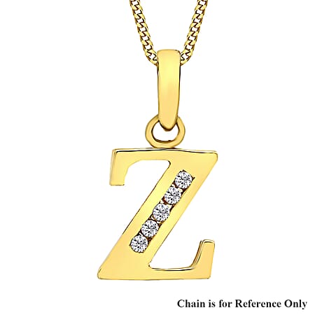 9K Yellow Gold Cubic Zirconia 8mm x 12mm Z Initial Pendant
