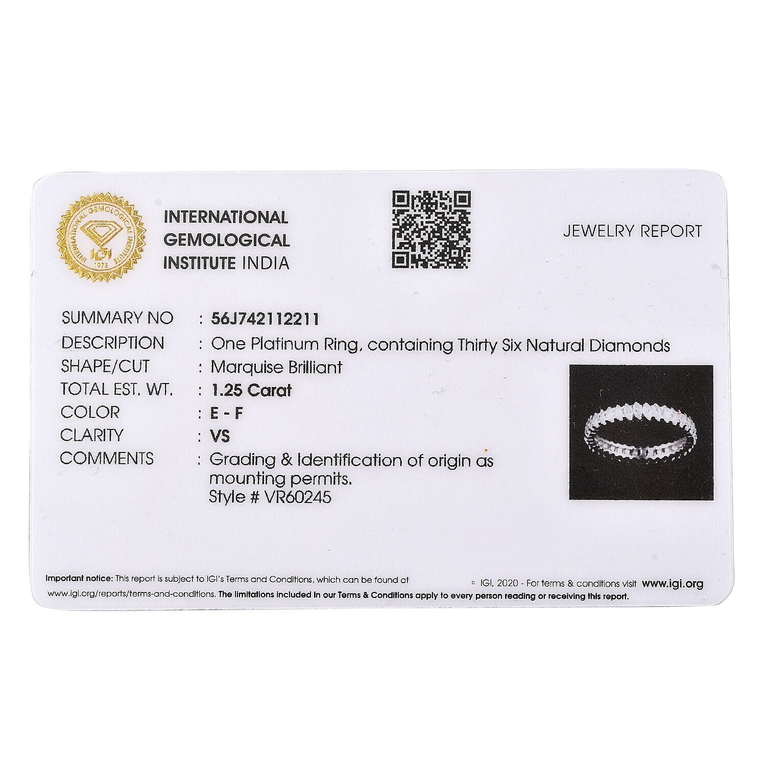 RHAPSODY 950 Platinum (IGI Certified Diamond (VS-E-F) Full Eternity Ring 1.25 Ct.