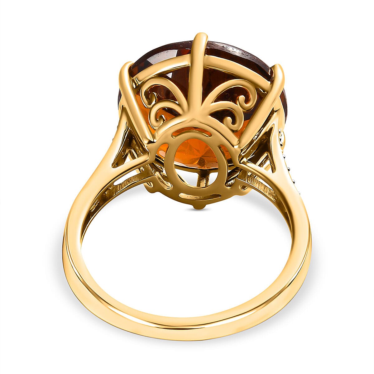 9K Yellow Gold Madeira Citrine and Moissanite Ring 9.56 Ct.