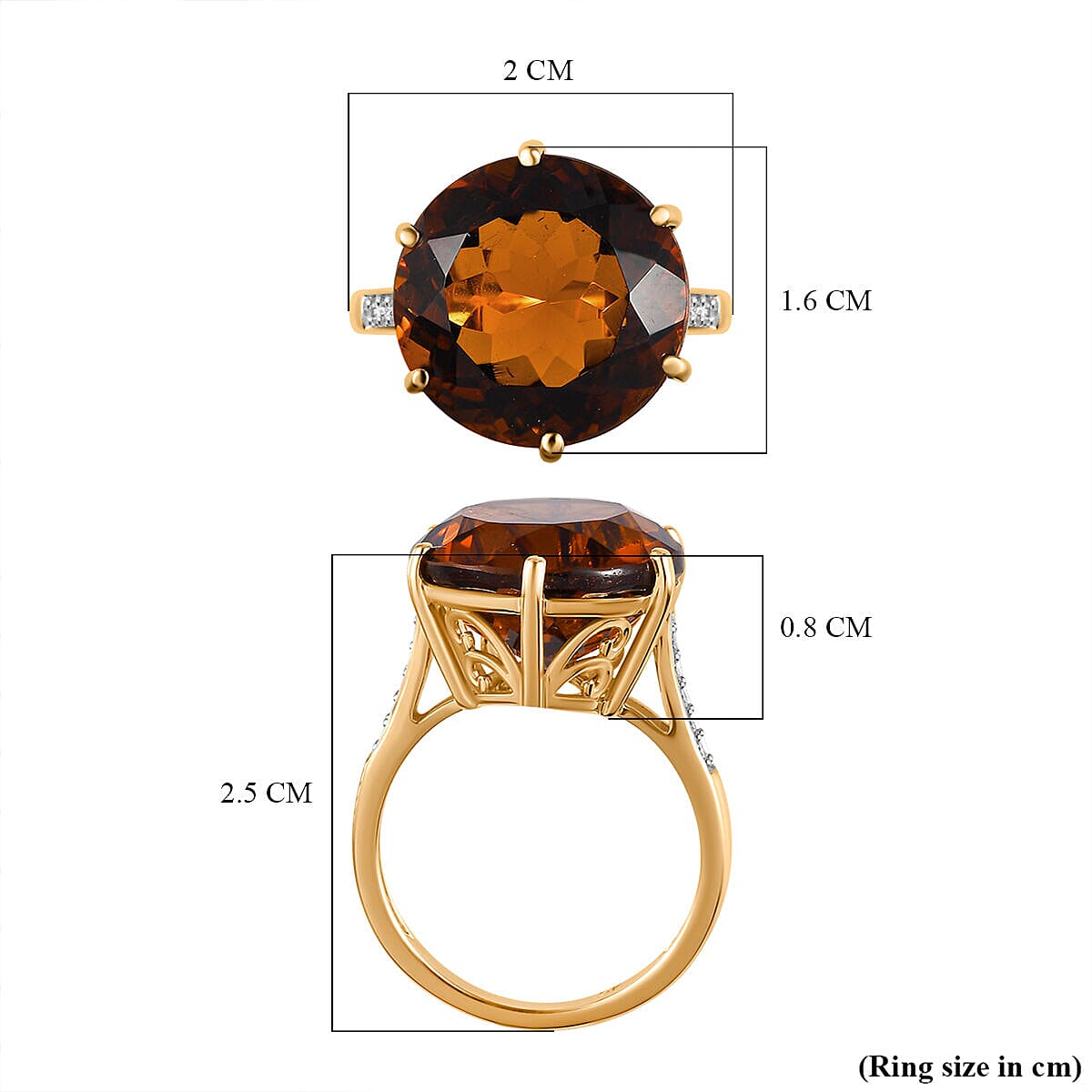 9K Yellow Gold Madeira Citrine and Moissanite Ring 9.56 Ct.