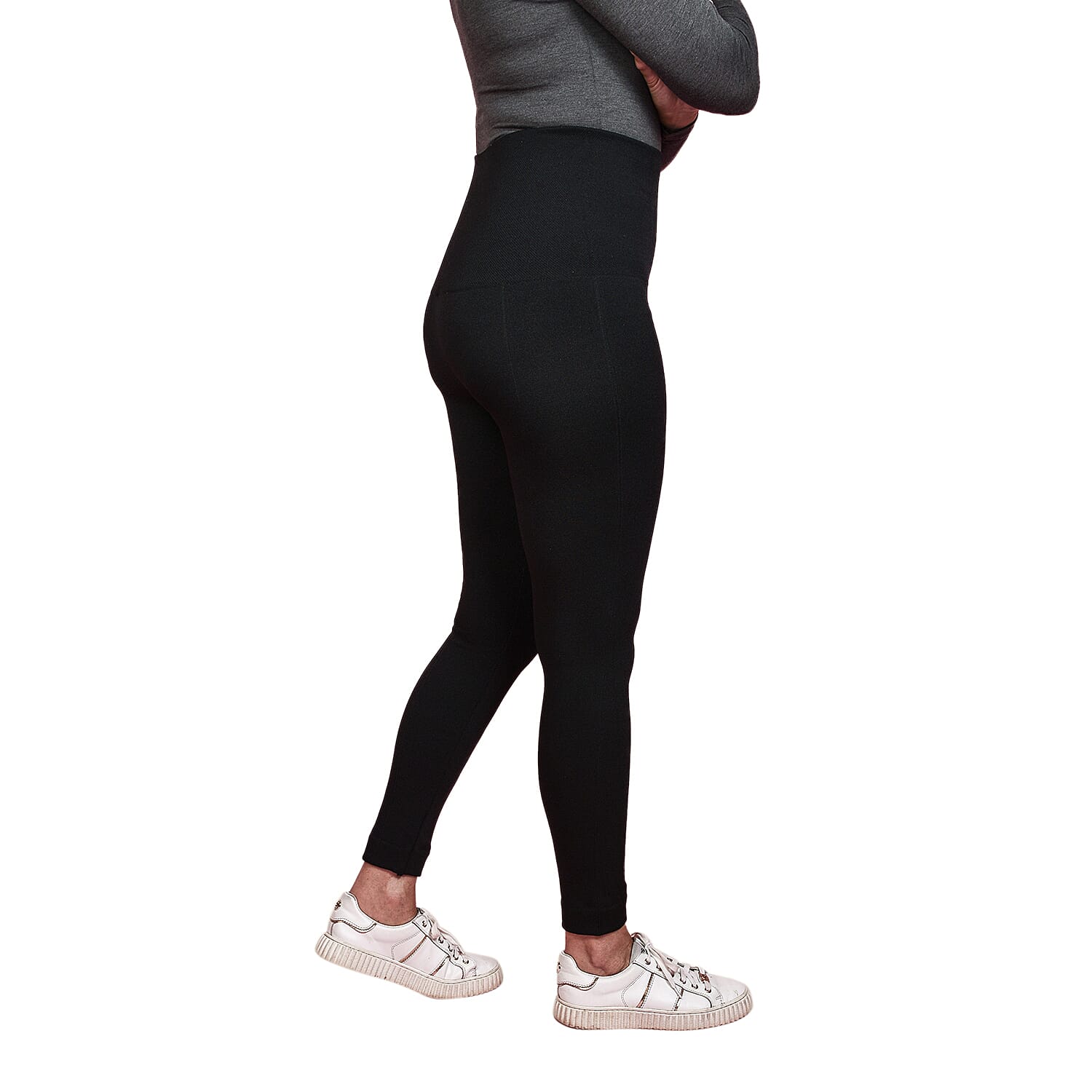 Hollywood Slimming High Waisted Legging with Double Layer Waistband (Size L,14-16) - Black