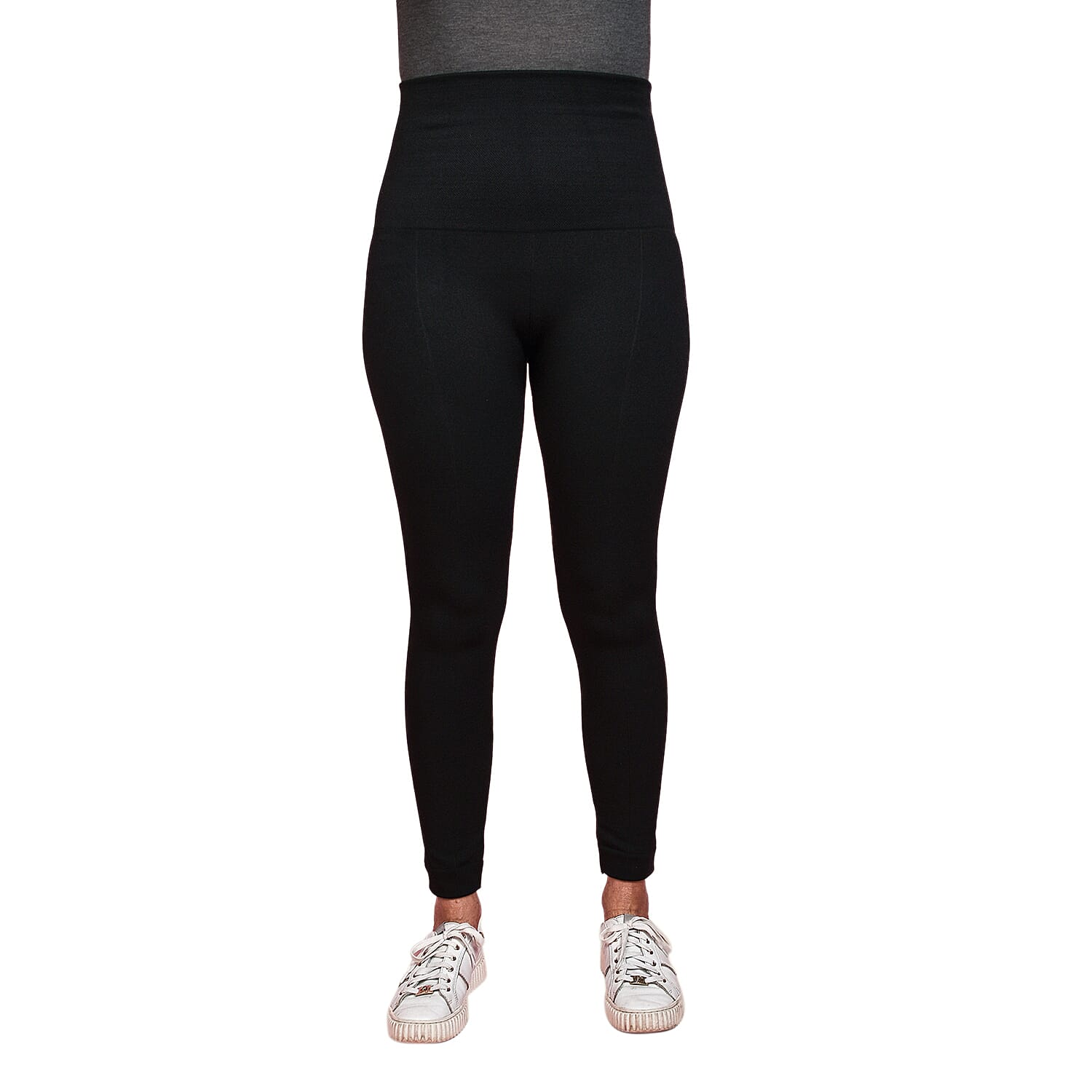 Hollywood Slimming High Waisted Legging with Double Layer Waistband (Size L,14-16) - Black