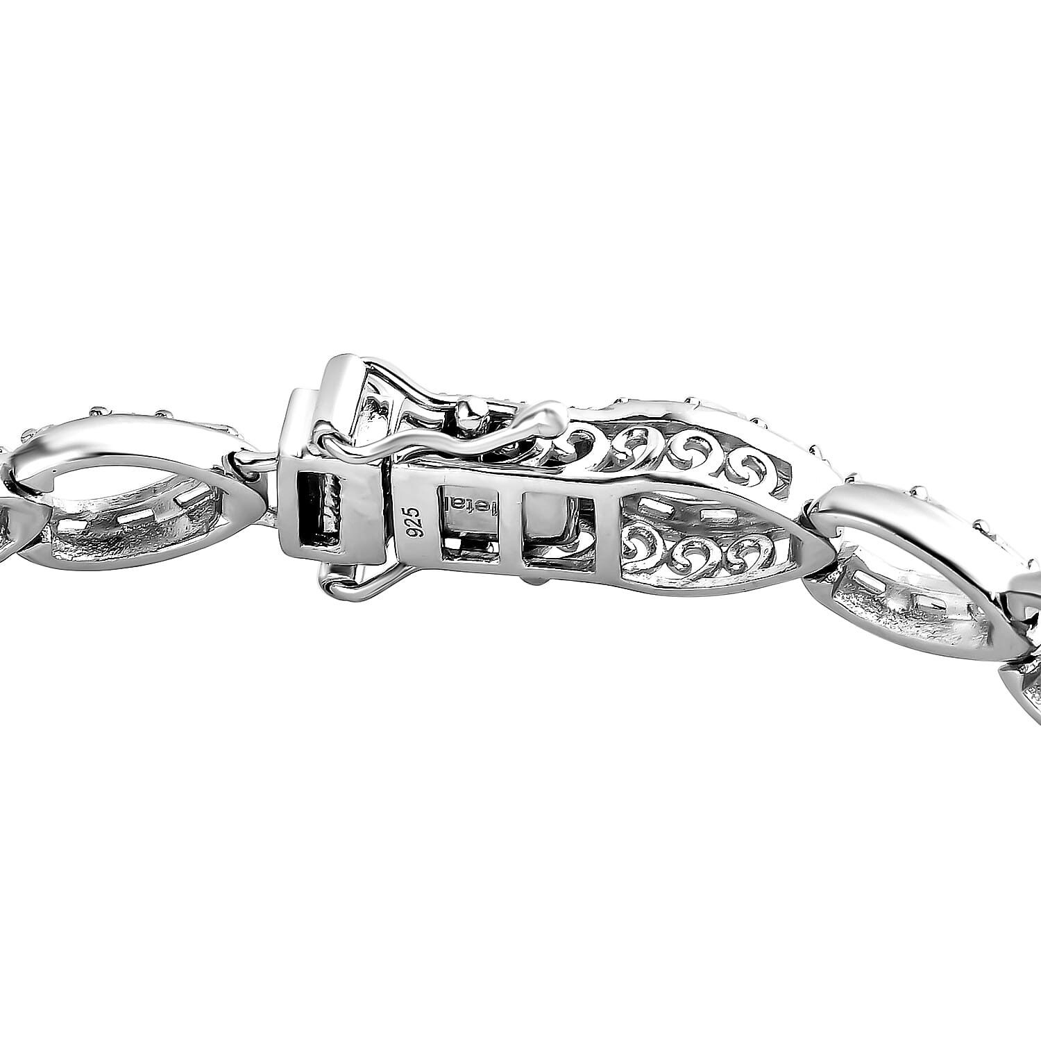 Close Out Deal - Diamond Pear Link Bracelet (Size - 7.5) in Platinum Overlay Sterling Silver 3.00 Ct, Silver Wt. 13.30 Gms.