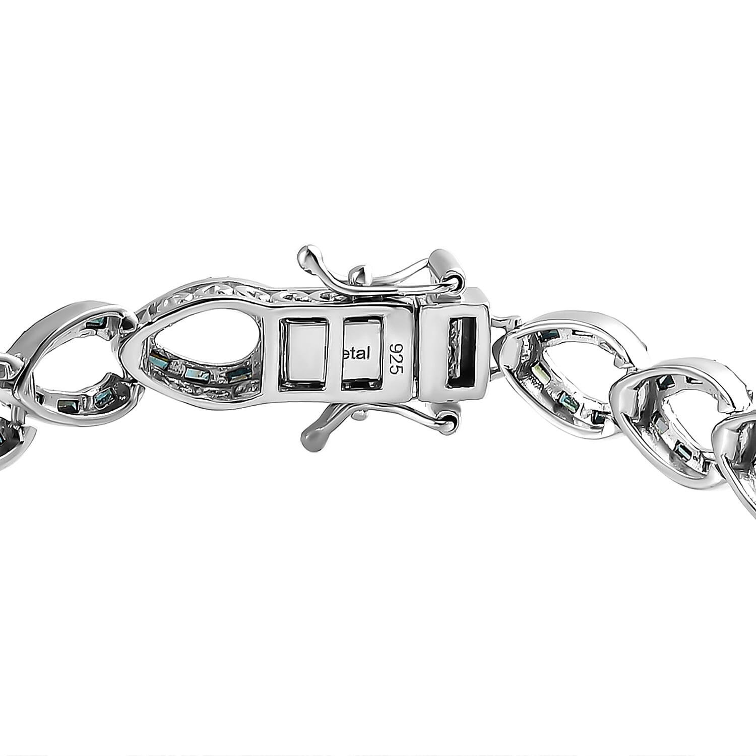 Close Out Deal - Blue Diamond Pear Link Bracelet (Size - 7.5) in Platinum Overlay Sterling Silver 3.00 Ct, Silver Wt. 12.82 Gms