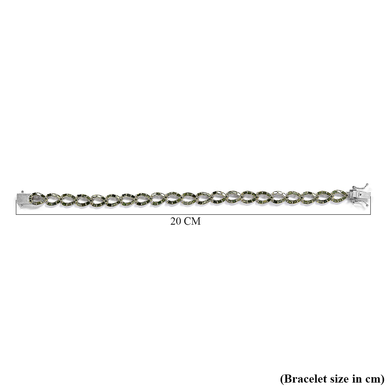 Close Out Deal - Green Diamond Pear Link Bracelet (Size - 7.5) in Platinum Overlay Sterling Silver 3.00 Ct, Silver Wt. 12.91 Gms