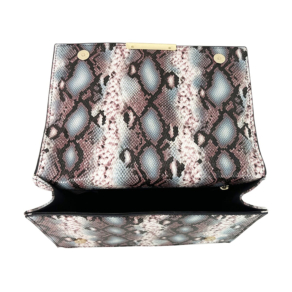 Rome Closeout - Snake Pattern Crossbody Bag- Black and Pink