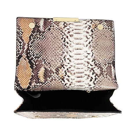 Rome Closeout - Snake Pattern Crossbody Bag- Brown and Beige