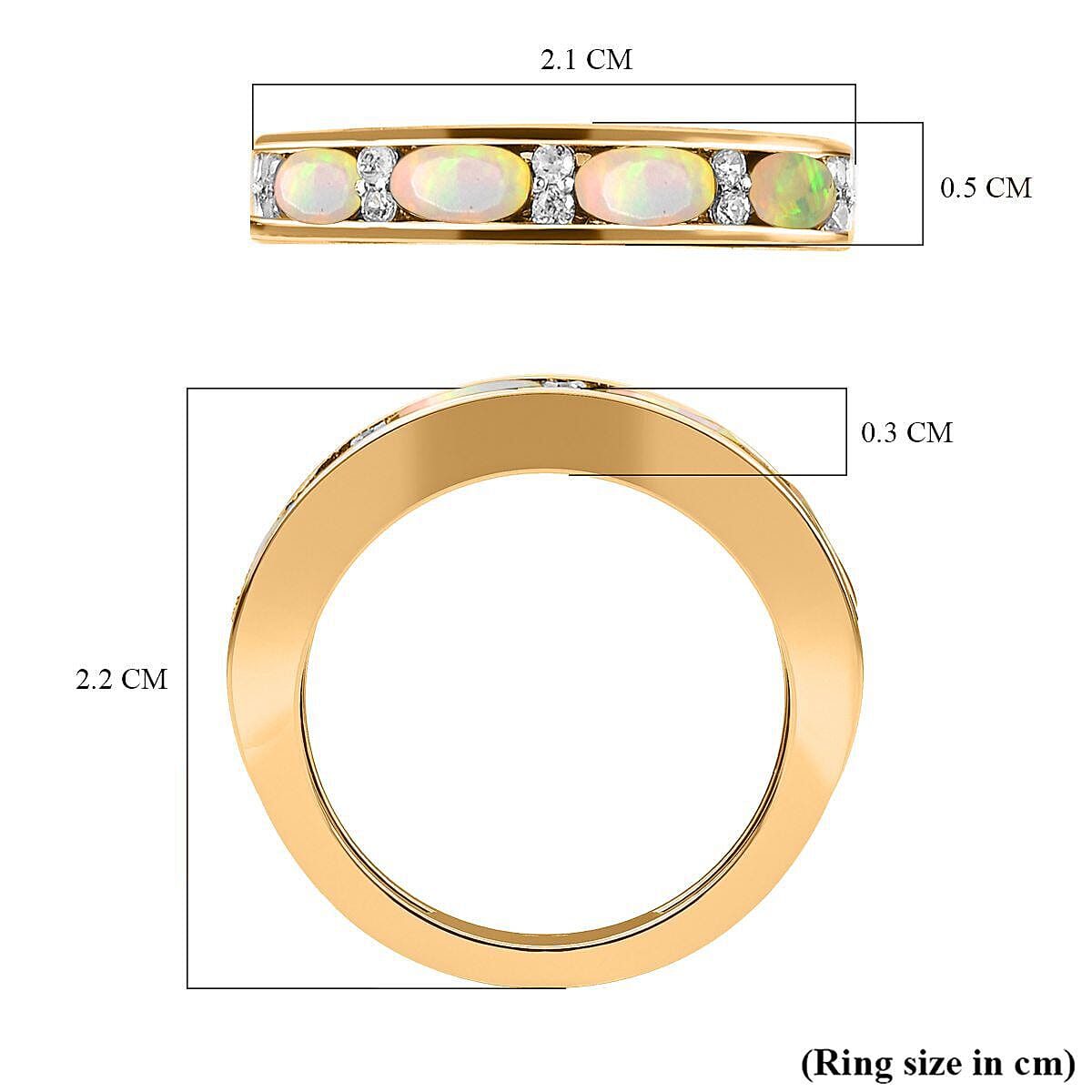 9K Yellow Gold Ethiopian Welo Opal and Diamond Ring 0.74 Ct.