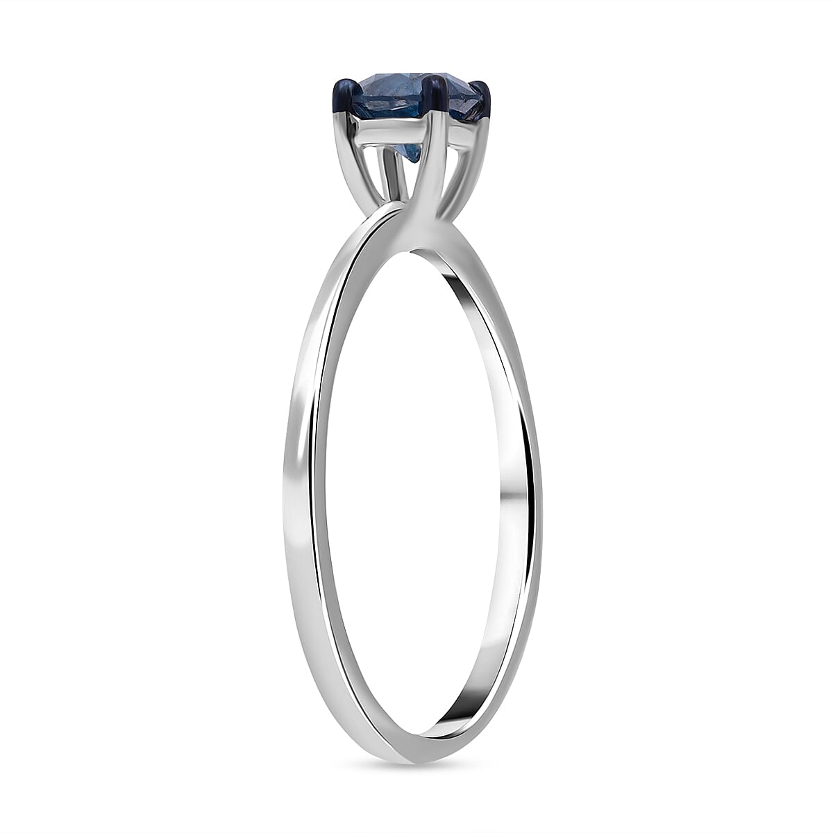 9K White Gold Blue Diamond  Ring 0.60 Ct.