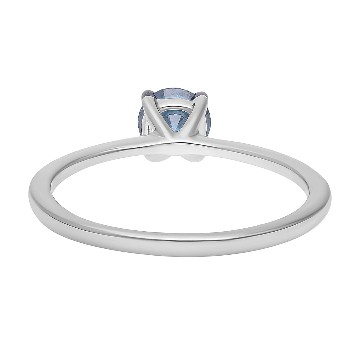 9K White Gold Blue Diamond  Ring 0.60 Ct.