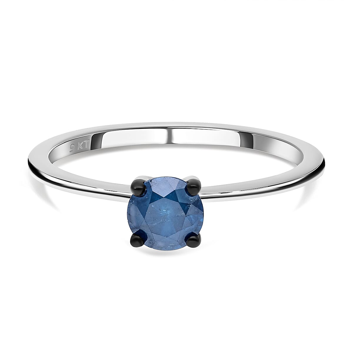 9K White Gold Blue Diamond  Ring 0.60 Ct.