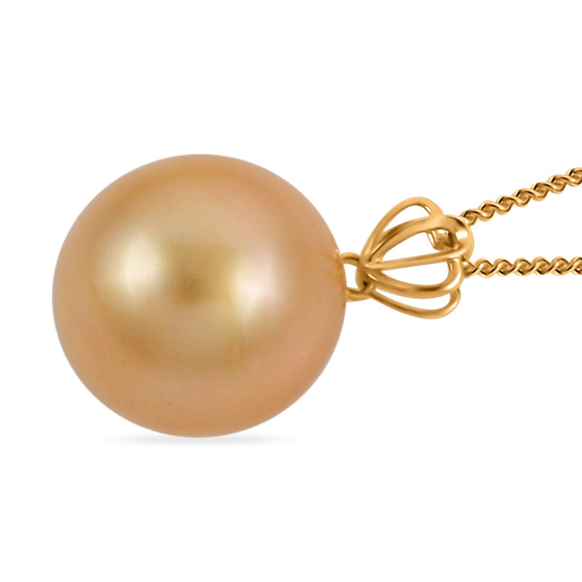 ILIANA 18K Yellow Gold Golden South Sea Pearl Pendant with Chain (Size - 20)