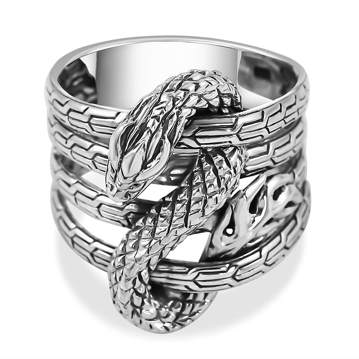 Royal Bali Collection - Sterling Silver Dragon Ring, Silver Wt. 10 Gms