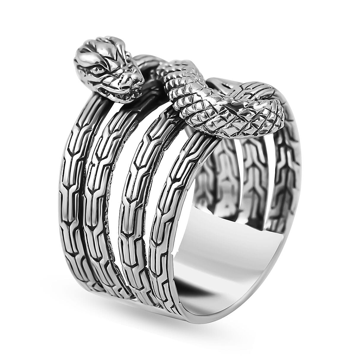 Royal Bali Collection - Sterling Silver Dragon Ring, Silver Wt. 10 Gms