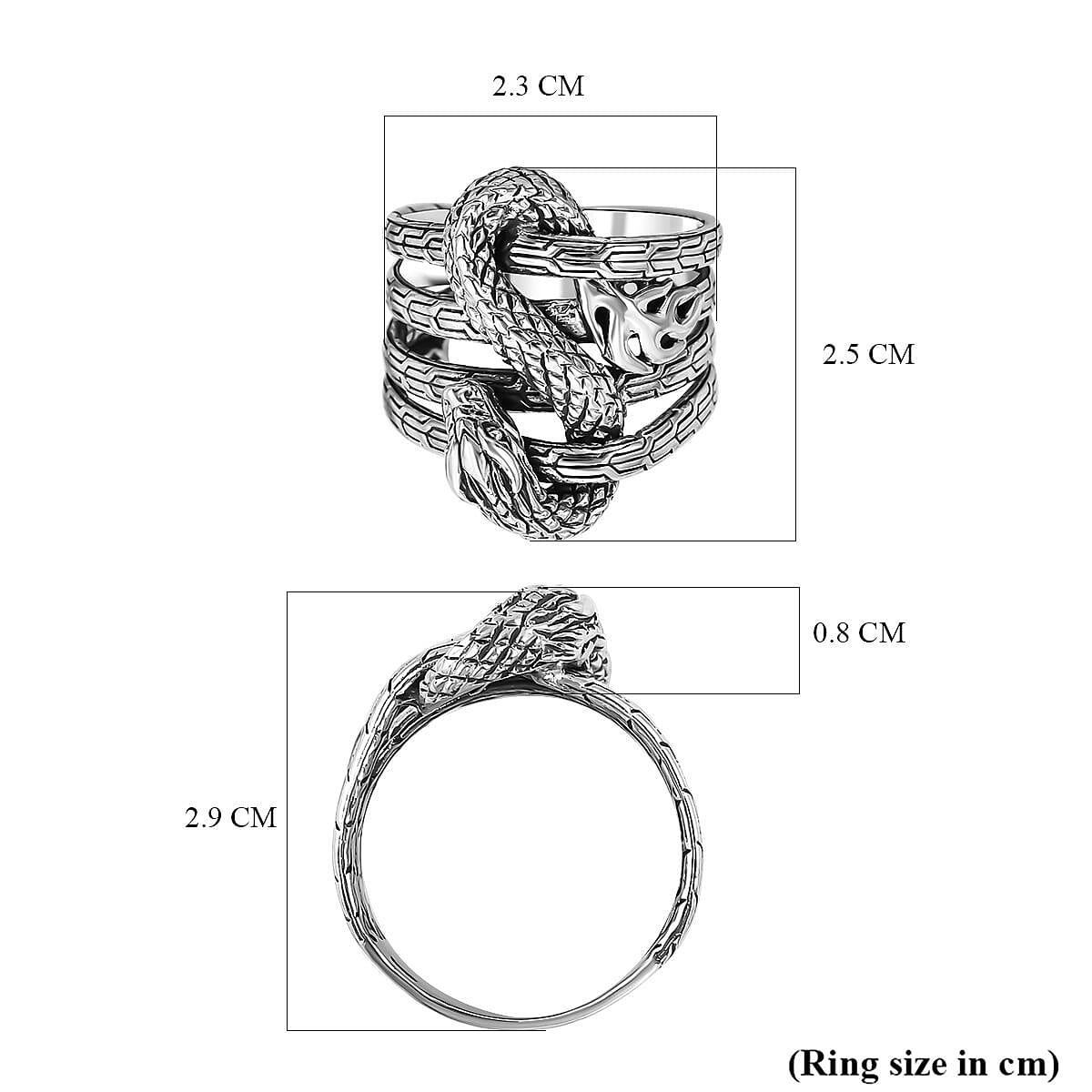 Royal Bali Collection - Sterling Silver Dragon Ring, Silver Wt. 10 Gms