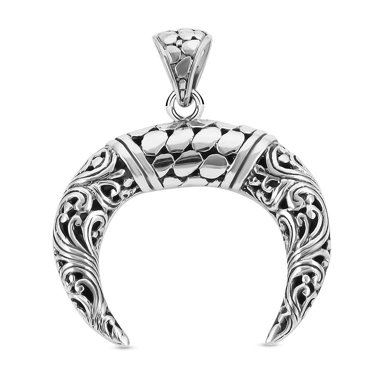 Royal Bali Collection - Sterling Silver Crescent Pendant, Silver Wt. 6.80 Gms