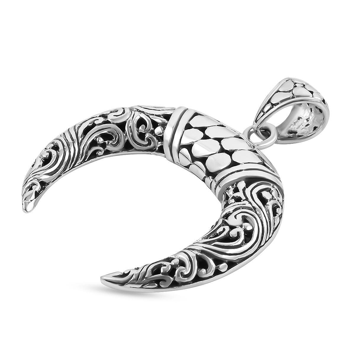Royal Bali Collection - Sterling Silver Crescent Pendant, Silver Wt. 6.80 Gms