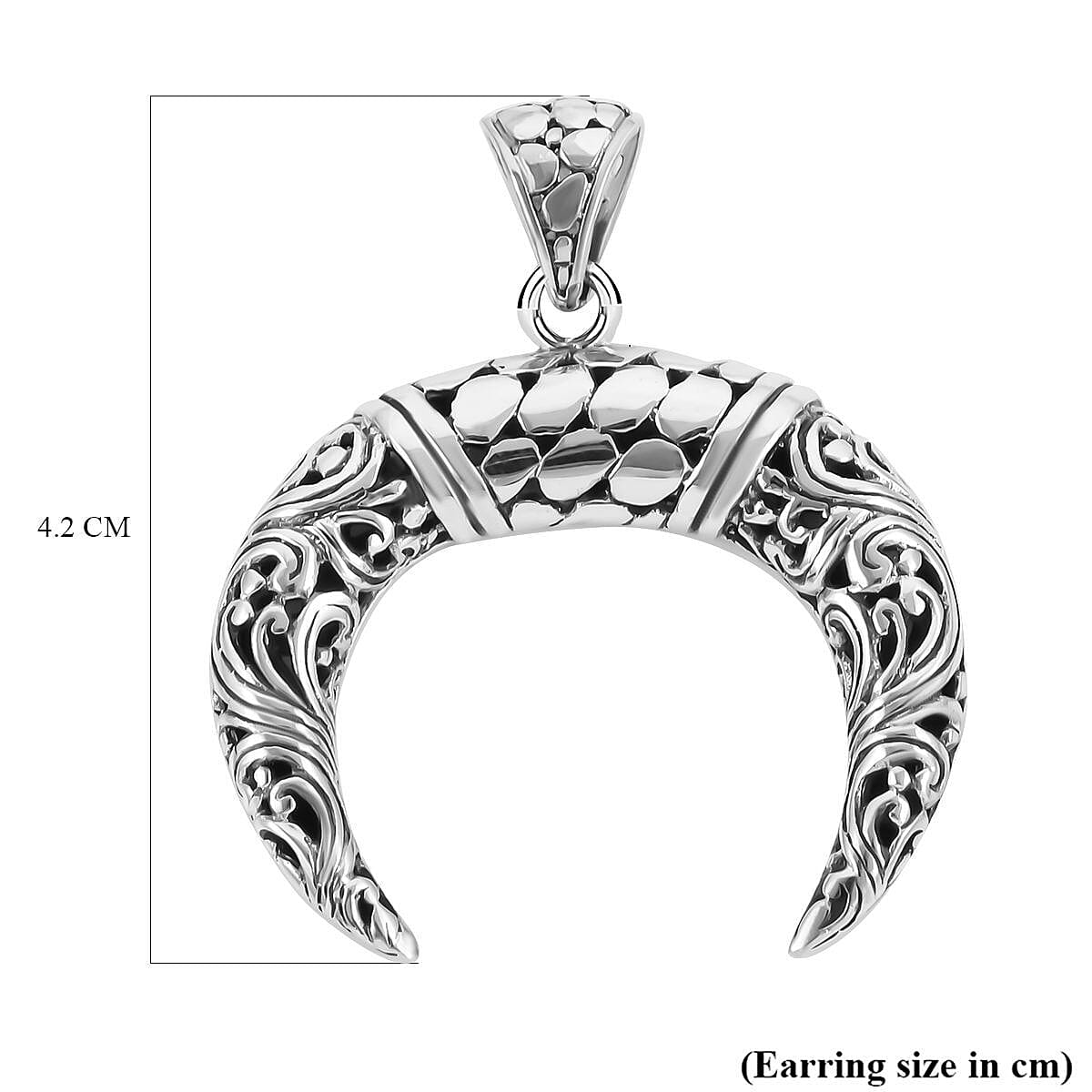 Royal Bali Collection - Sterling Silver Crescent Pendant, Silver Wt. 6.80 Gms