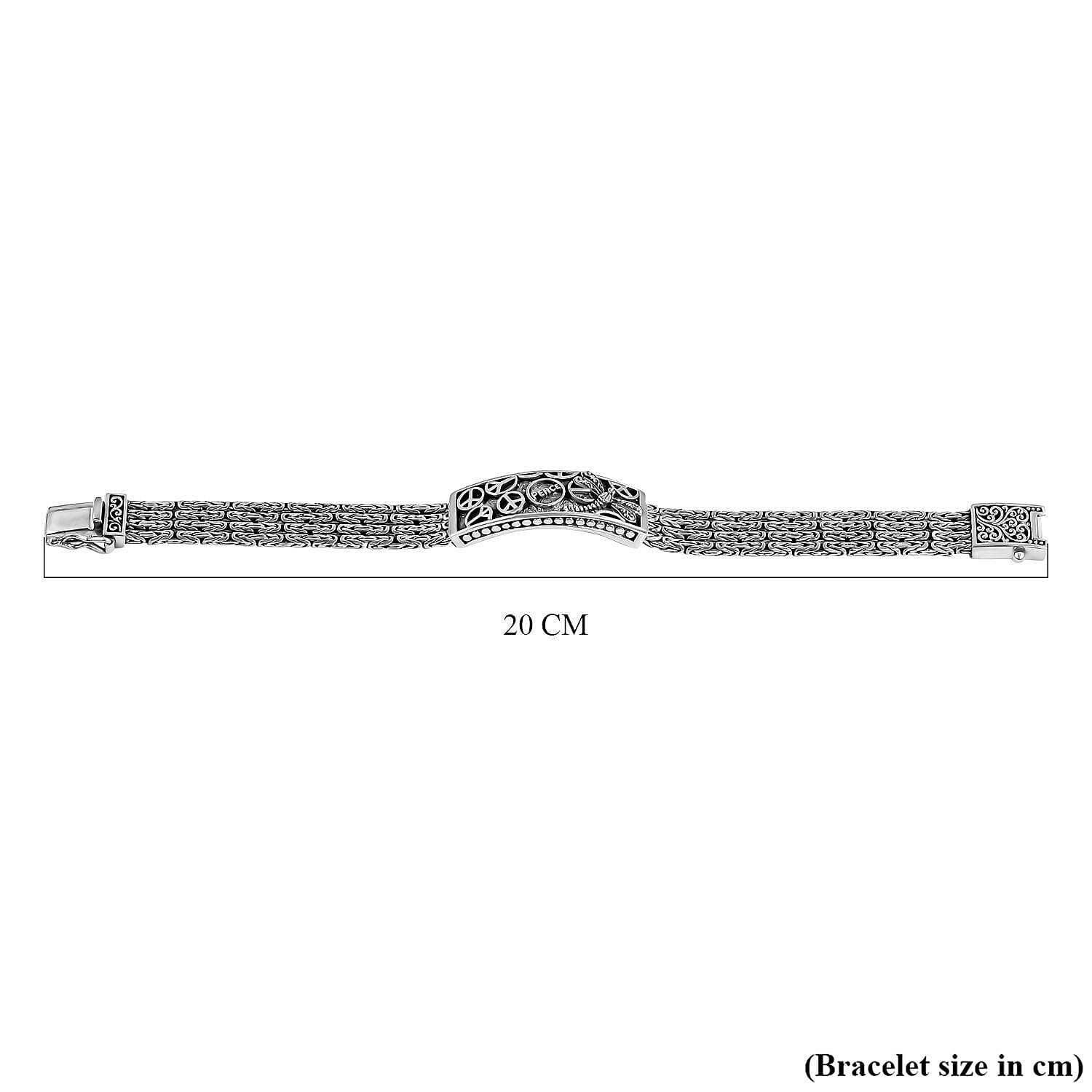 Closeout Deal- Royal Bali Handmade 3 Row Borobudur Bracelet in Sterling Silver (Size - 7.5), Silver Wt. 43 Gms