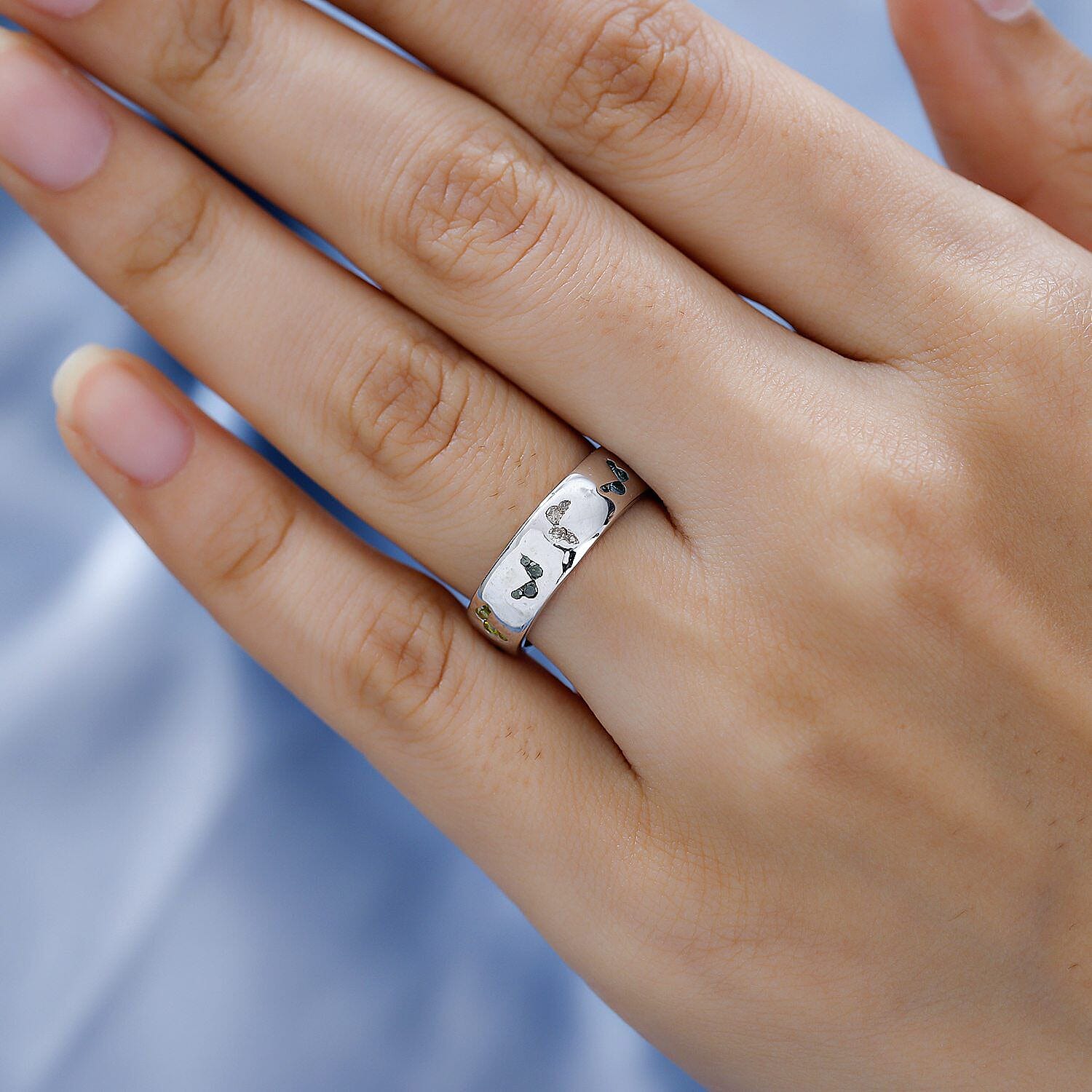 Multi Diamond Band Ring in Platinum Overlay Sterling Silver 0.50 Ct.