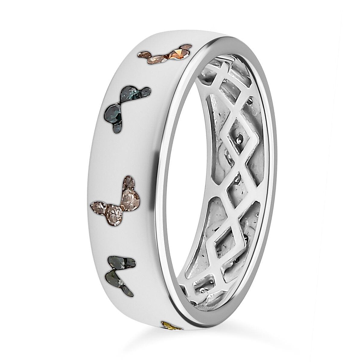 Multi Diamond Band Ring in Platinum Overlay Sterling Silver 0.50 Ct.