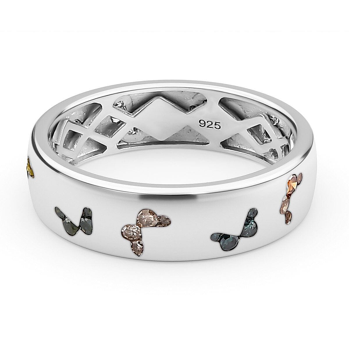 Multi Diamond Band Ring in Platinum Overlay Sterling Silver 0.50 Ct.