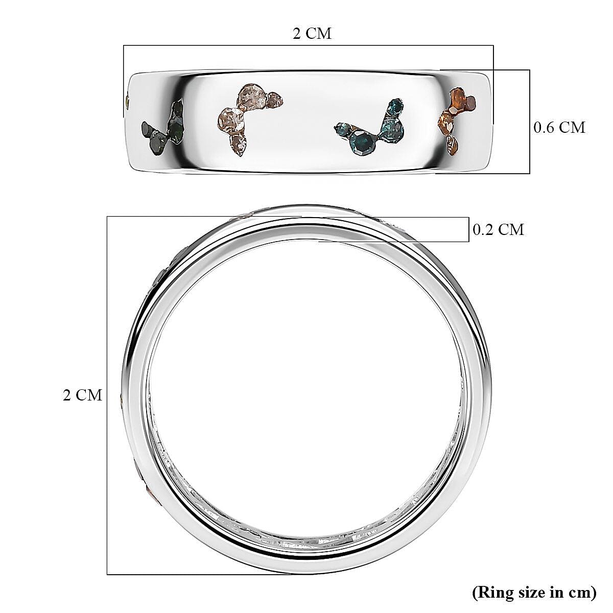 Multi Diamond Band Ring in Platinum Overlay Sterling Silver 0.50 Ct.