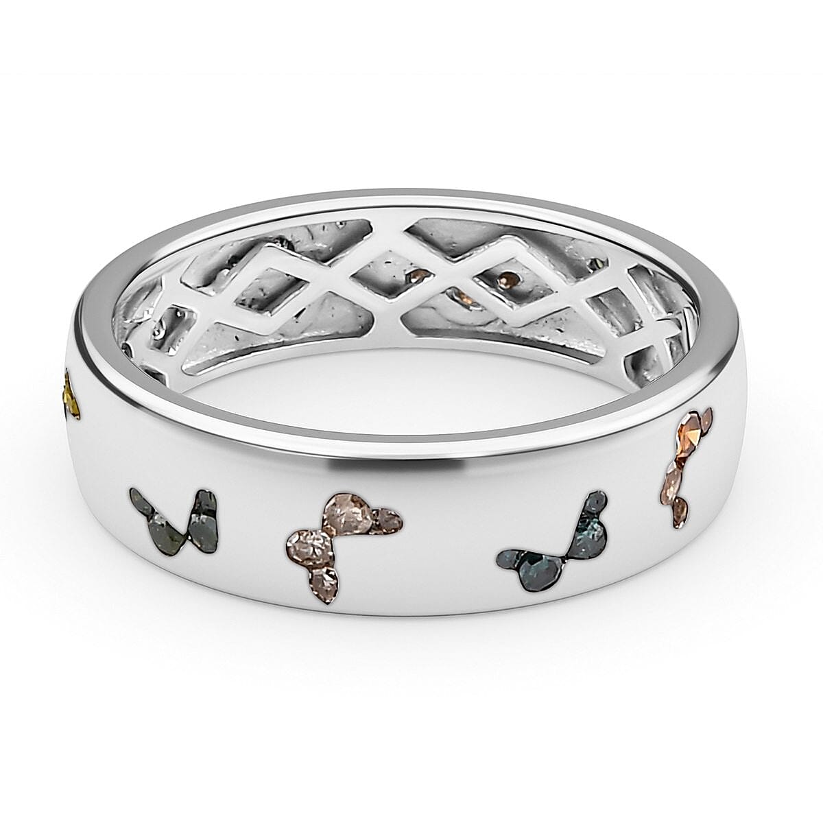 Multi Diamond Band Ring in Platinum Overlay Sterling Silver 0.50 Ct.