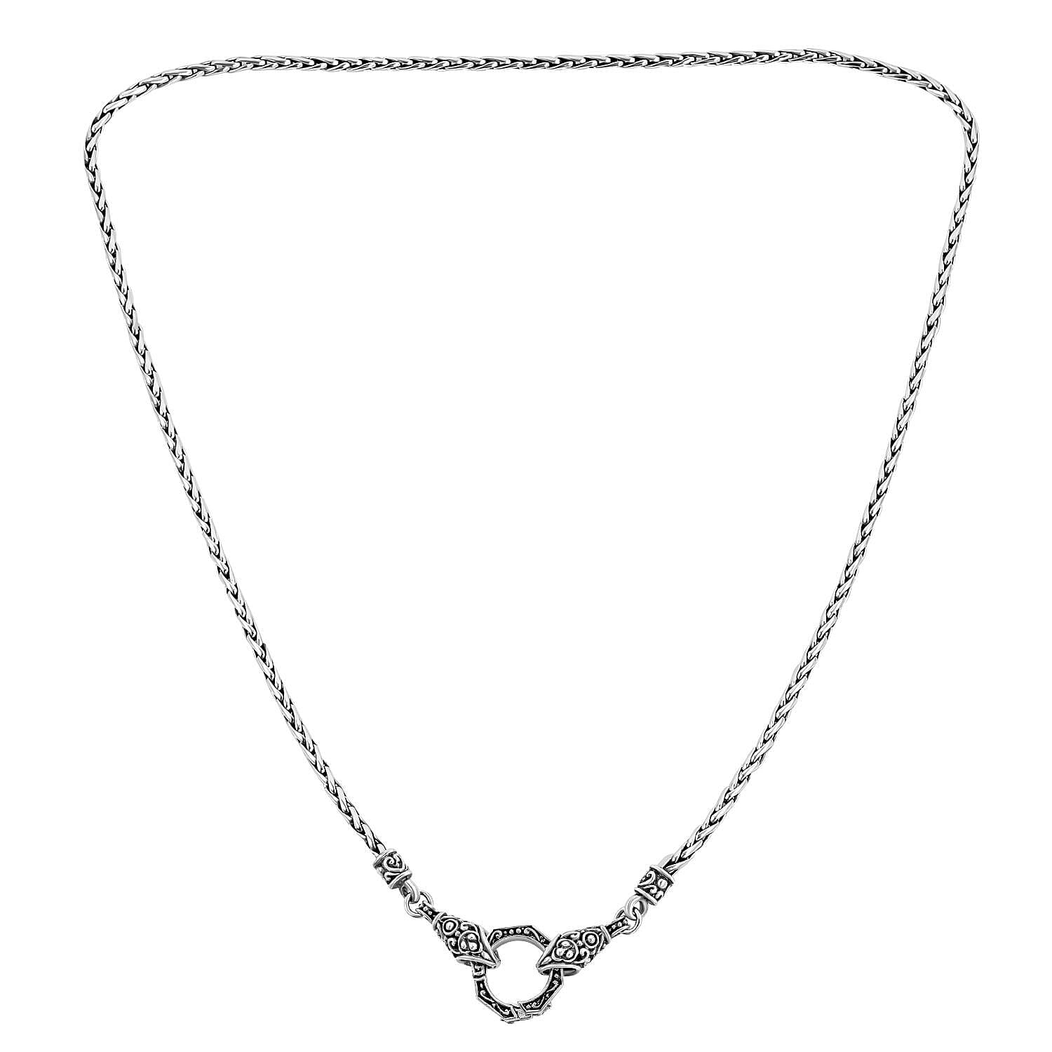 Royal Bali - Handmade Snake Head Tulang Naga Sterling Silver Necklace (Size - 20), Silver Wt. 22.00 Gms