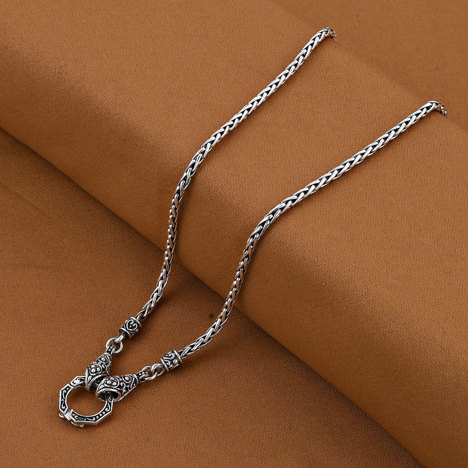 Royal Bali - Handmade Snake Head Tulang Naga Sterling Silver Necklace (Size - 20), Silver Wt. 22.00 Gms