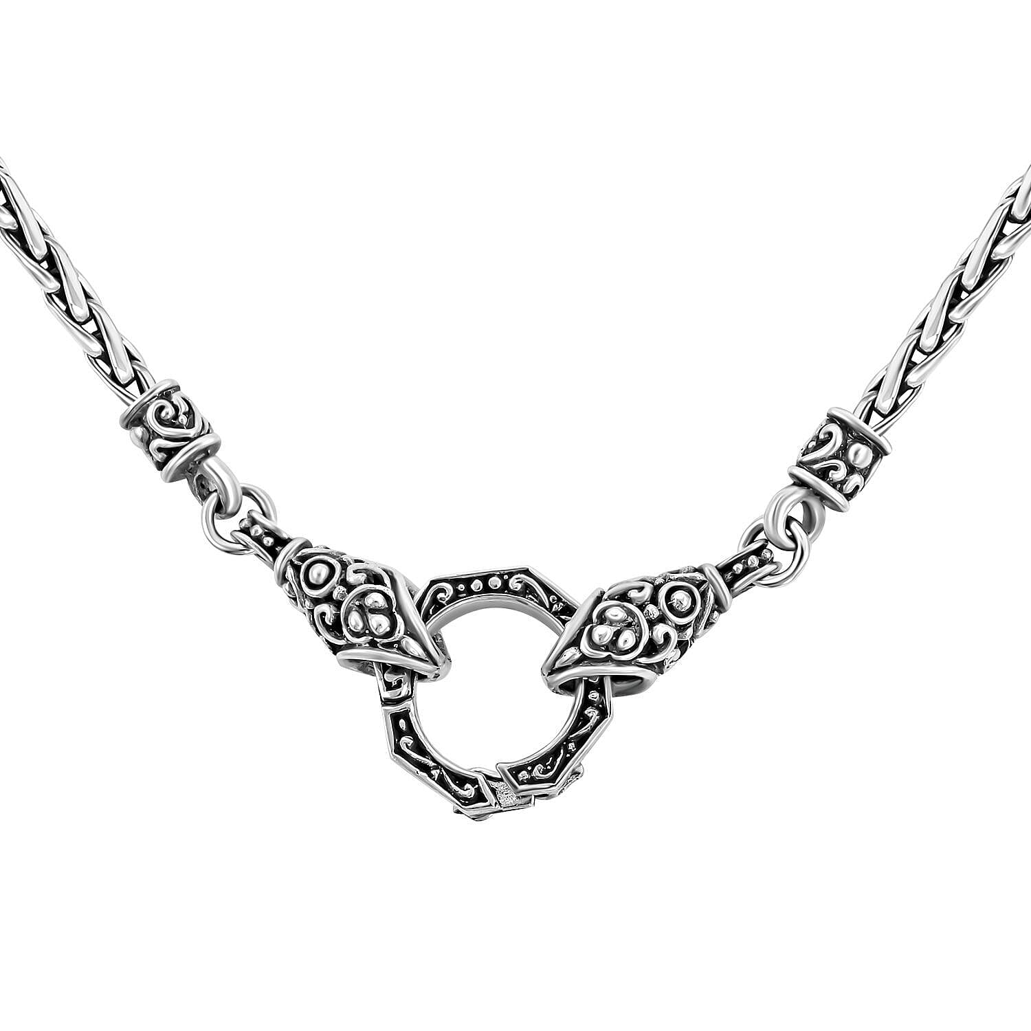 Royal Bali - Handmade Snake Head Tulang Naga Sterling Silver Necklace (Size - 20), Silver Wt. 22.00 Gms