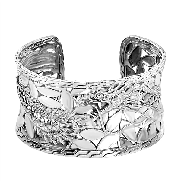 Royal Bali Sterling Silver Dragon Cuff Bangle (Size - 7.00), Silver Wt. 70.00 Gms - 7238974 - TJC