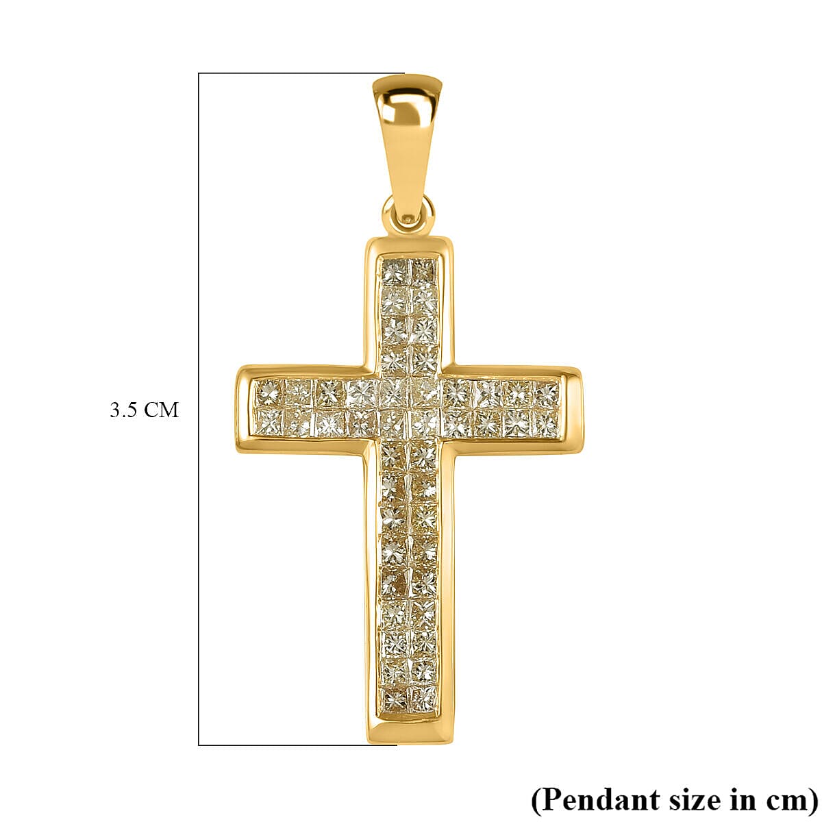 14K Yellow Gold Natural Yellow SGL Certified Diamond (SI-I1) Cross Pendant 1.01 Ct.