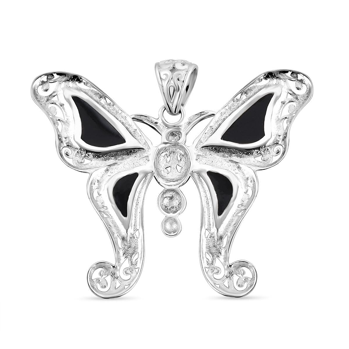 Royal Bali Collection - Abalone Shell Butterfly Pendant in Sterling Silver, Silver Wt. 8.00 Gms