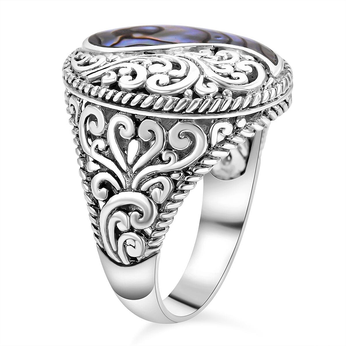 Royal Bali Closeout Collection Abalone Shell Ring in Sterling Silver, Silver Wt. 7.50 Gms