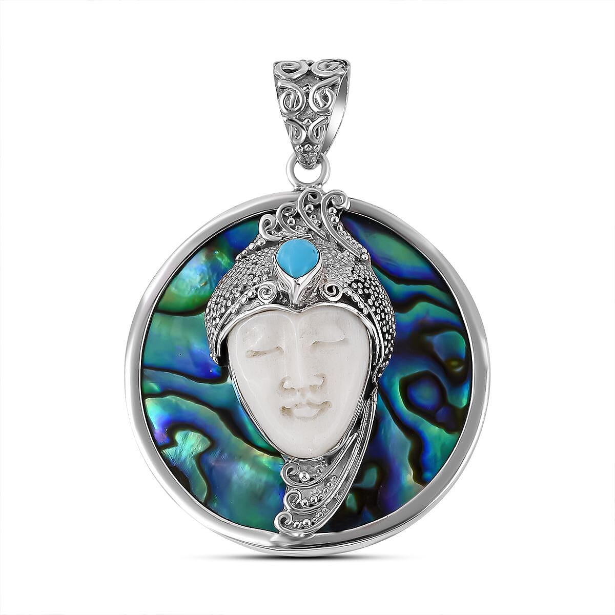 Popular Tear Drop Abalone Shell Bezel Set Marcasite Accents 925 Danecraft Pendant