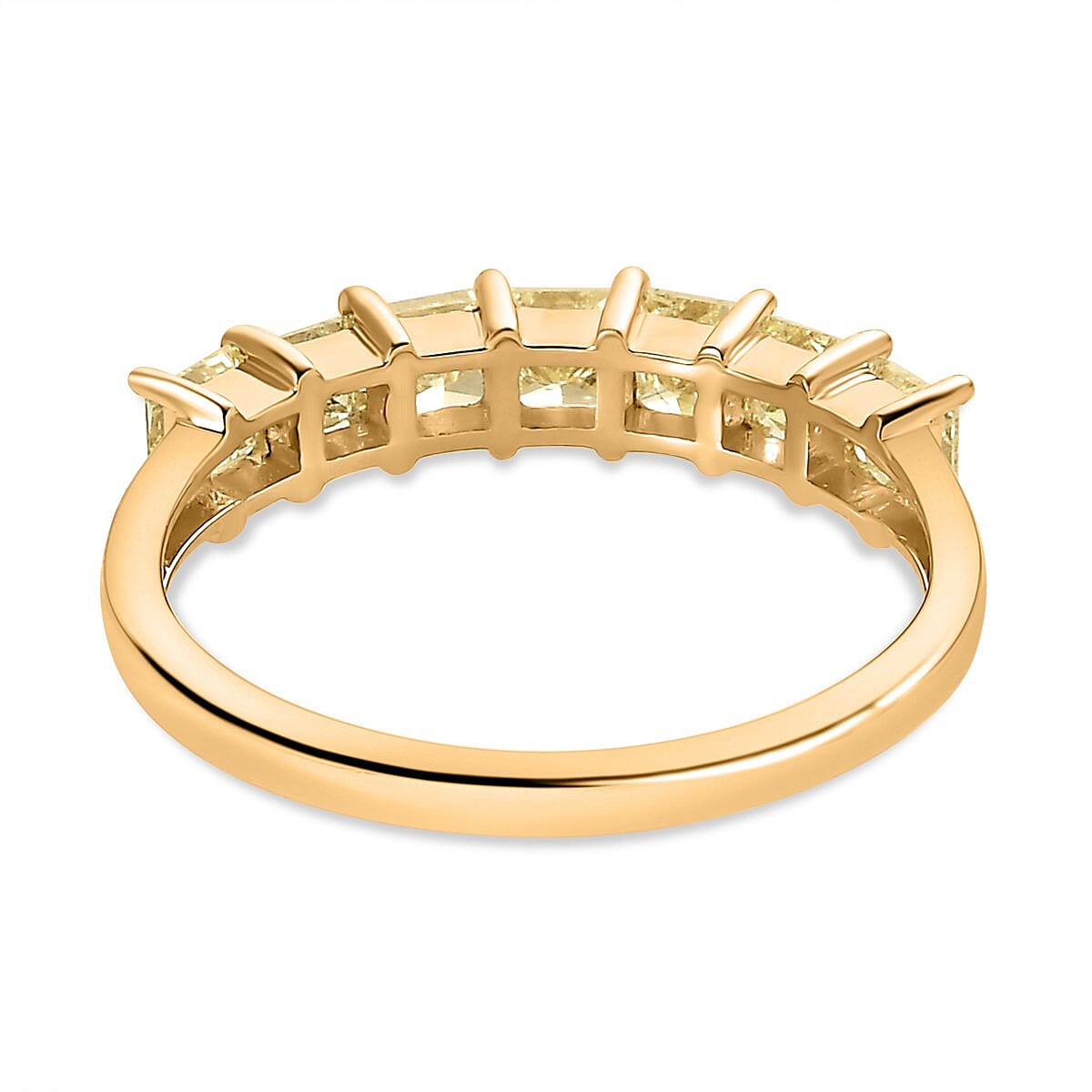 14K Yellow Gold SGL Certified SI Natural Yellow Diamond 7 Stone Ring 1.00 Ct