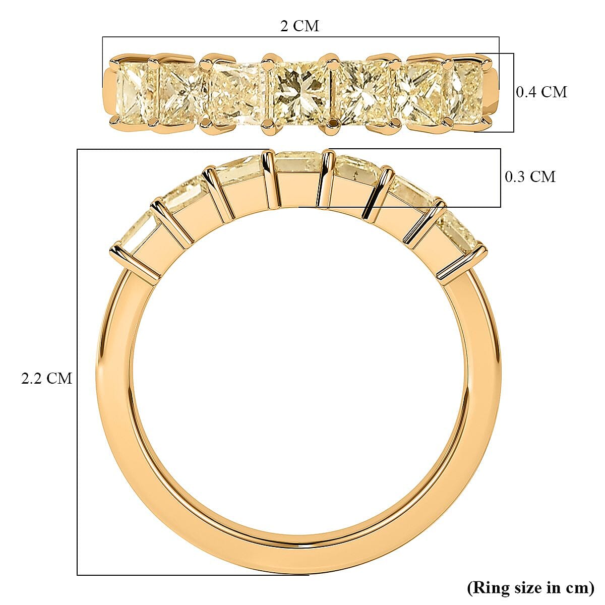14K Yellow Gold SGL Certified SI Natural Yellow Diamond 7 Stone Ring 1.00 Ct
