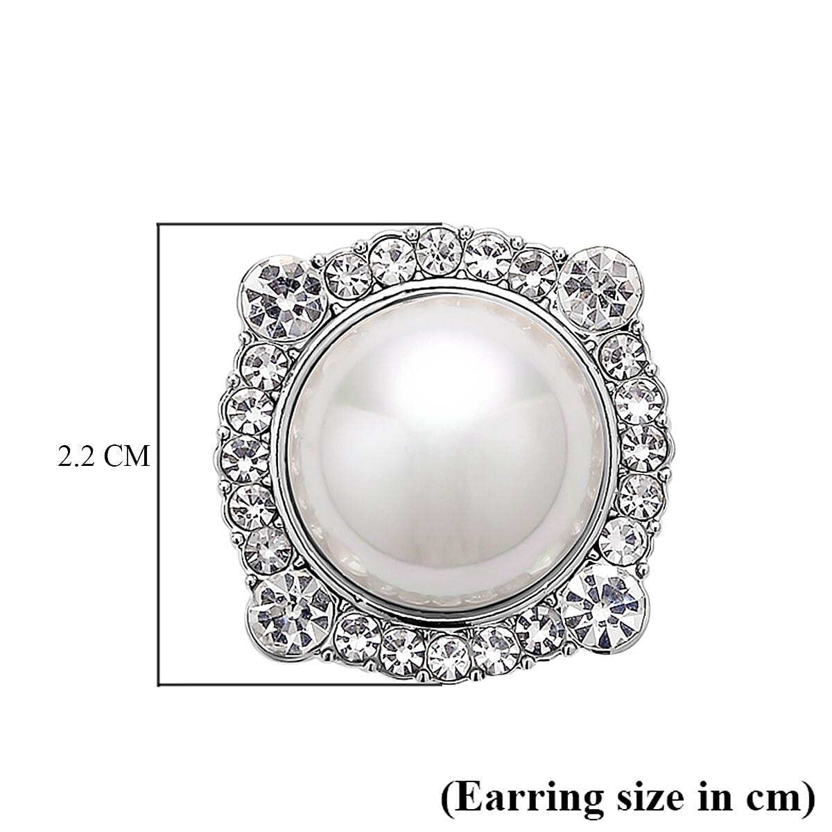 White Austrian Crystal and White Shell Pearl Earrings (With French Clasp) in White Silver Tone.