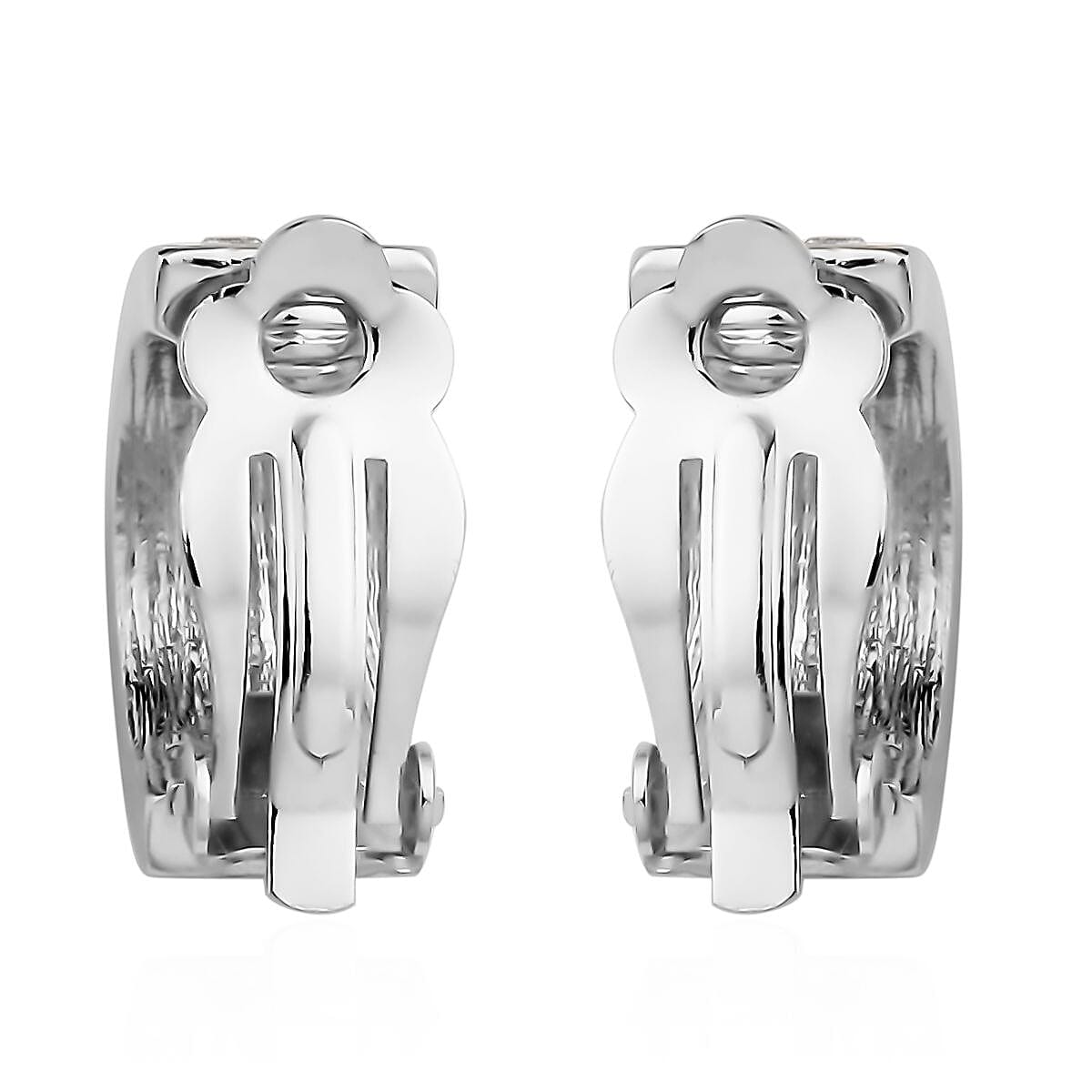 White Austrian Crystal Earrings (with French Clasp) in Yellow Gold Tone