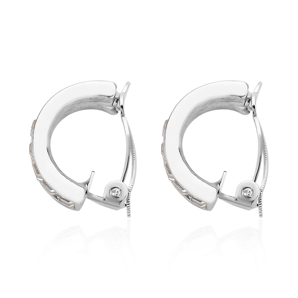 White Austrian Crystal Earrings (with French Clasp) in Yellow Gold Tone