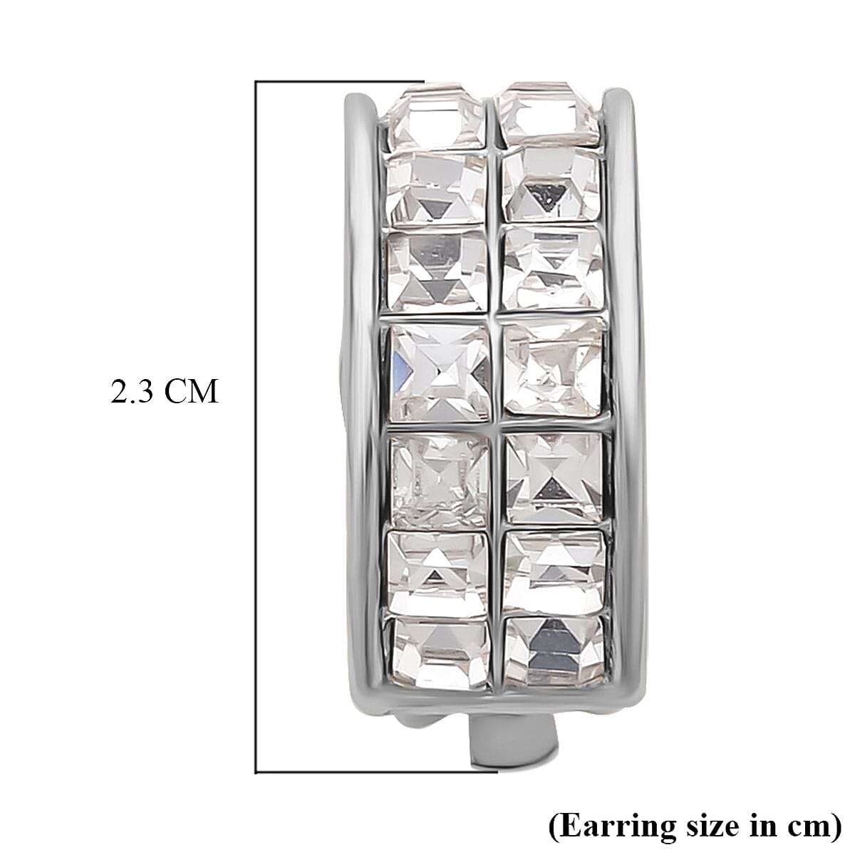 White Austrian Crystal Earrings (with French Clasp) in Yellow Gold Tone