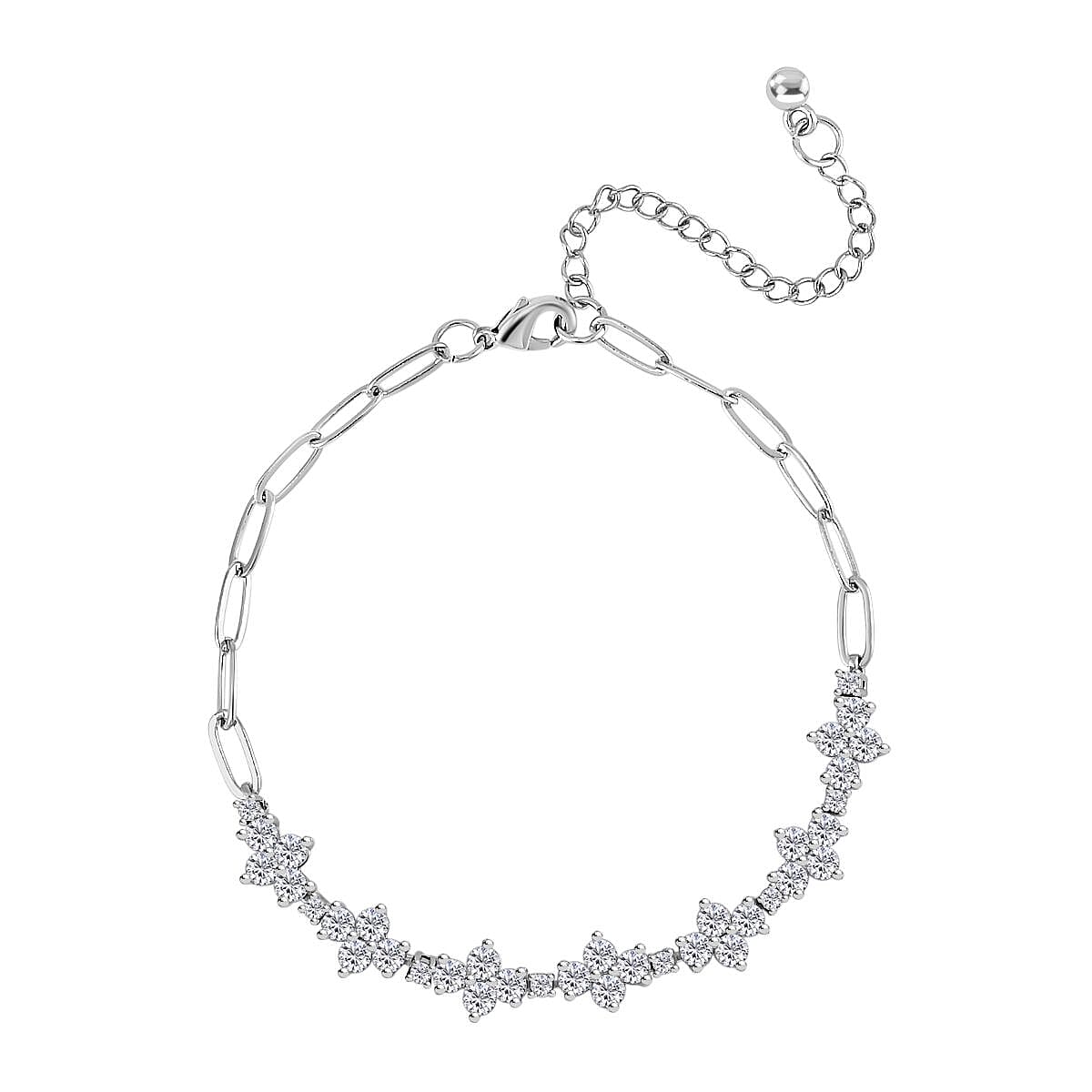 White Cubic Zirconia Bracelet (Size - 7.5) Pure White Brass 10.00 ct 10.000 Ct.