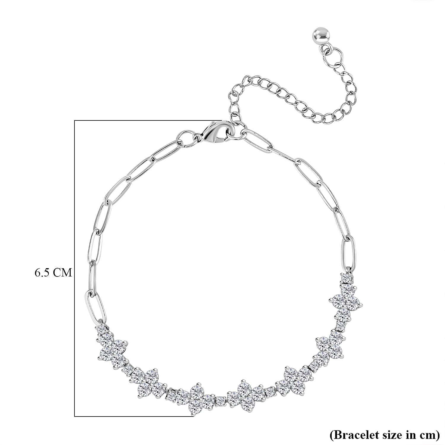 White Cubic Zirconia Bracelet (Size - 7.5) Pure White Brass 10.00 ct 10.000 Ct.