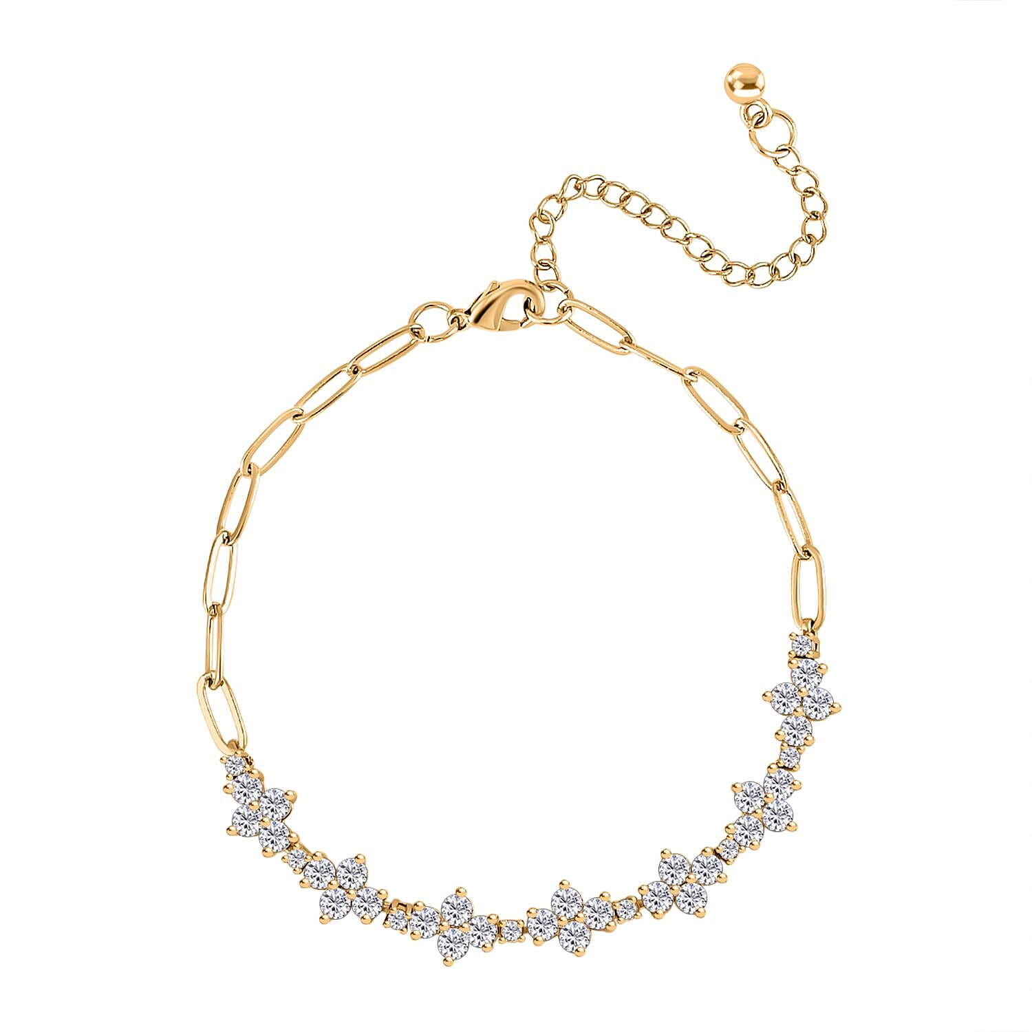 Simulated Diamond Bracelet (Size - 7.5) in Yellow Gold Tone 10 Ct.