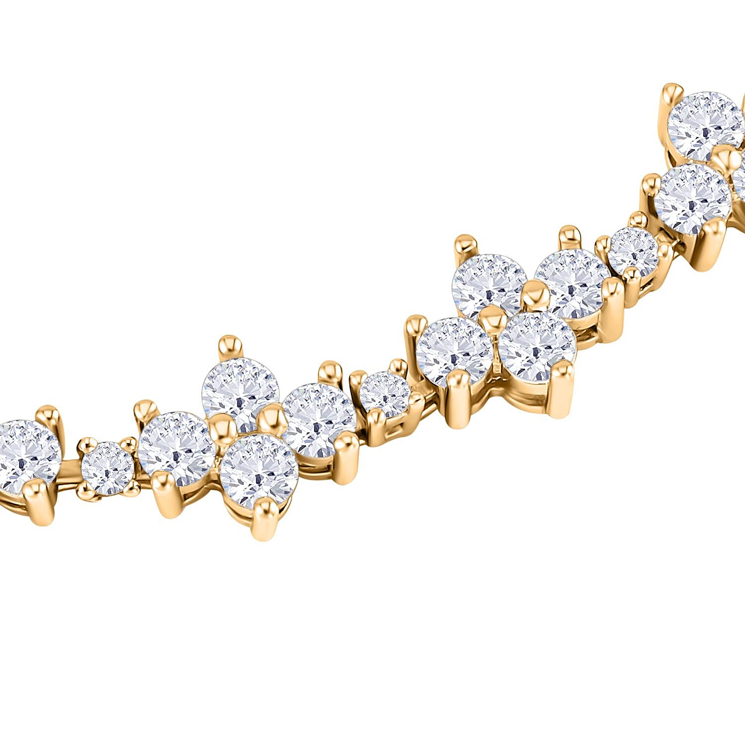 Simulated Diamond Bracelet (Size - 7.5) in Yellow Gold Tone 10 Ct.