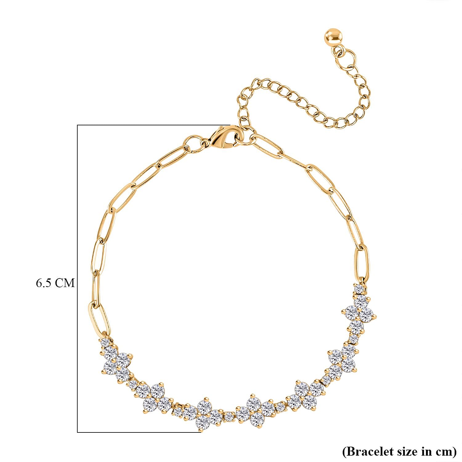 Simulated Diamond Bracelet (Size - 7.5) in Yellow Gold Tone 10 Ct.