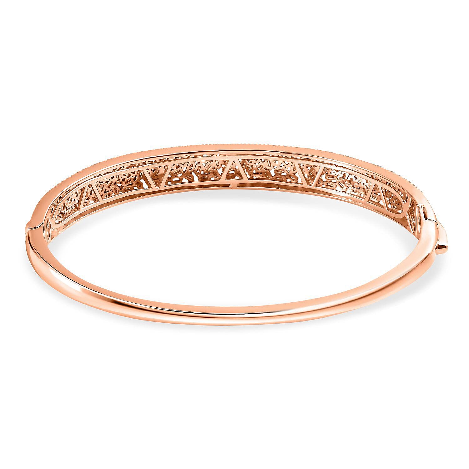 Designer Inspired- Natural Champagne Diamond Bangle (Size- 7.5) in 18K Vermeil Rose Gold Plated Sterling Silver 2.50 Ct.